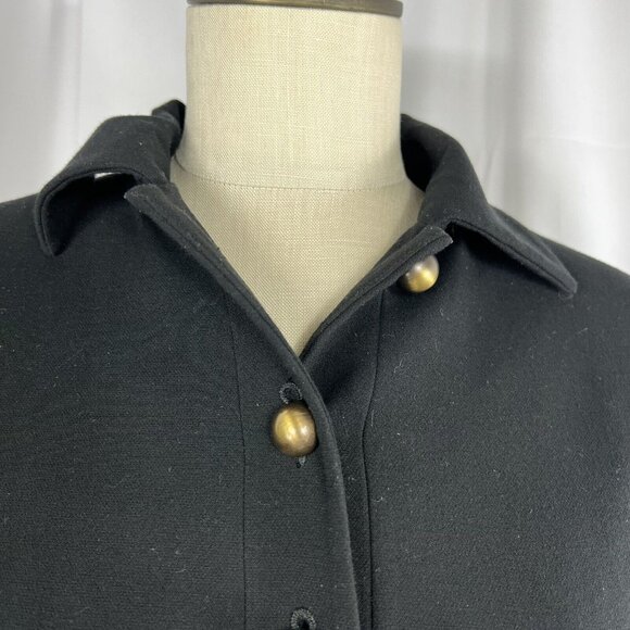 CAbi  Women's Abbott Puff Sleeve Brass Tone Buttons Blazer Jacket Black Size 4 - Picture 5 of 6